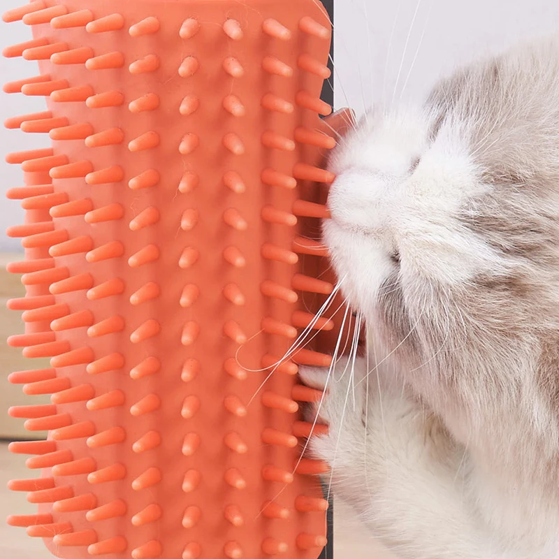 고양이 빗 책상 코너 셀프 그루머 브러시 가구에 손상 없음 고양이 Scratcher 브러시 고양이 스크러빙 헤어 리무버 브러시