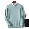 100% Pure Wool Men's O-Neck Pullover Solid Large Size Loose Casual Sweater Spring and Autumn Can Be Outdoor Cashmere Sweater 2