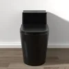 Modern Toilet, 12"rough in Matte Black One Piece Elongated, Dual Flush 1/1.6 GPF U Shaped Seat, Smart Toilet 2