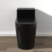 Modern Toilet, 12"rough in Matte Black One Piece Elongated, Dual Flush 1/1.6 GPF U Shaped Seat, Smart Toilet 2