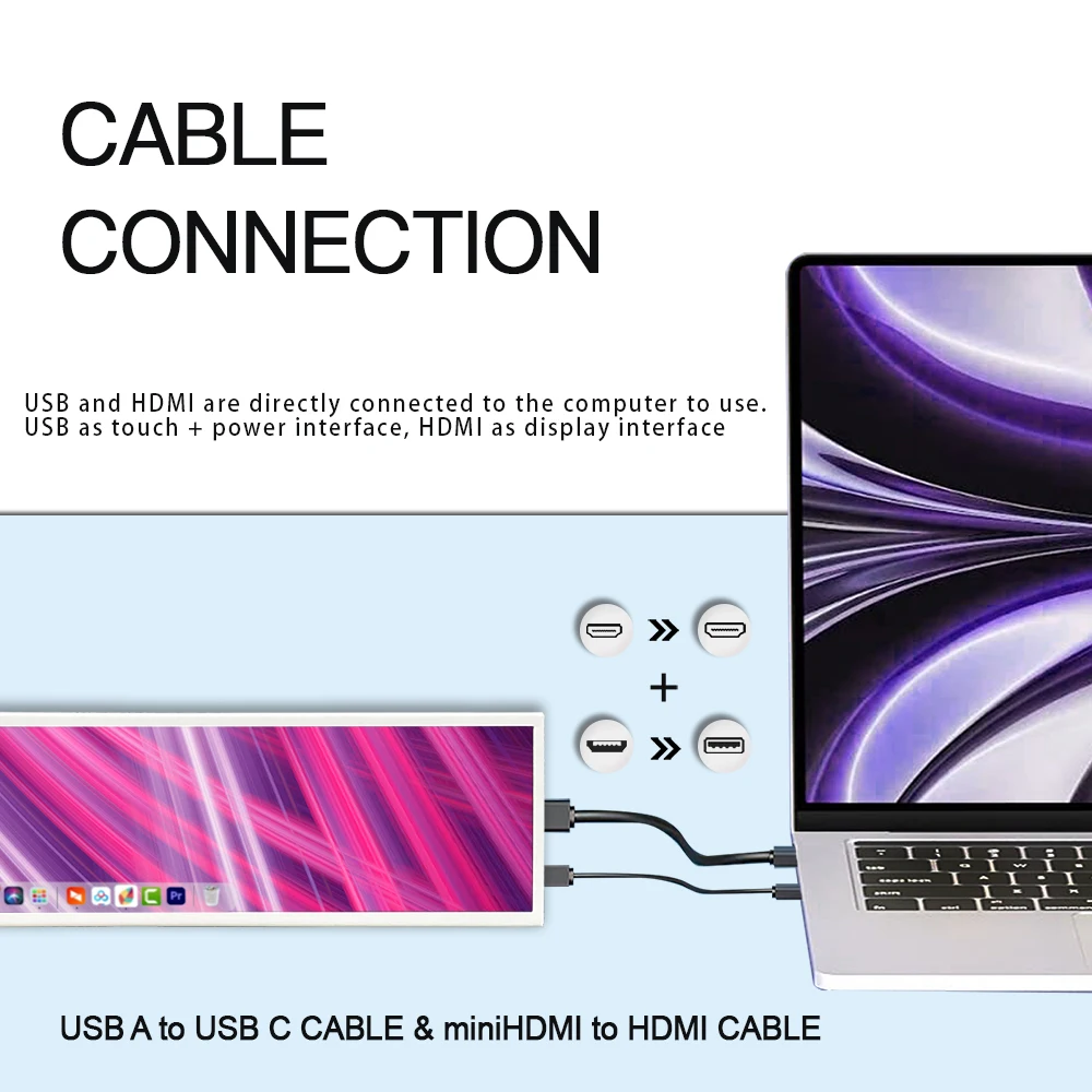 LESOWN PC ƮϿ USB   ÷,   , 8.8 ġ ġ 480x1920 IPS HDMI ȭ