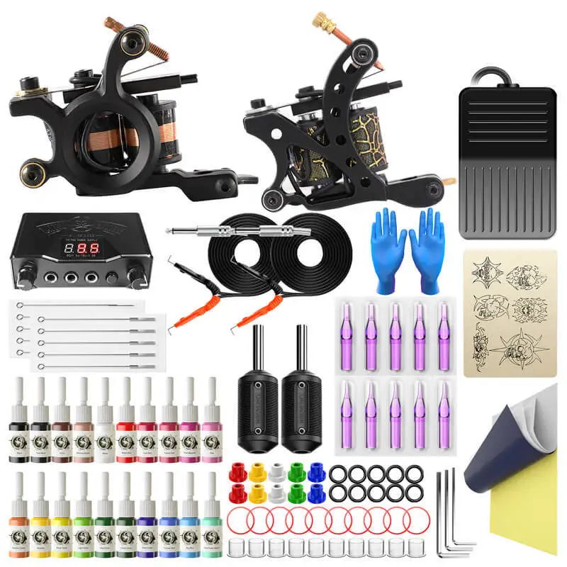

Tattoo full set of tattoo equipment 20 color material double machine tattoo machine set double adjustment power hook line foot p