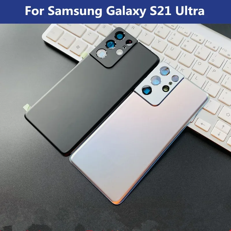 삼성 갤럭시 S21 울트라 5G G998 6.8 유리 배터리 뒷면 커버 수리 용 S21Ultra 하우징 도어 후면 케이스 + 카메라 렌즈 교체