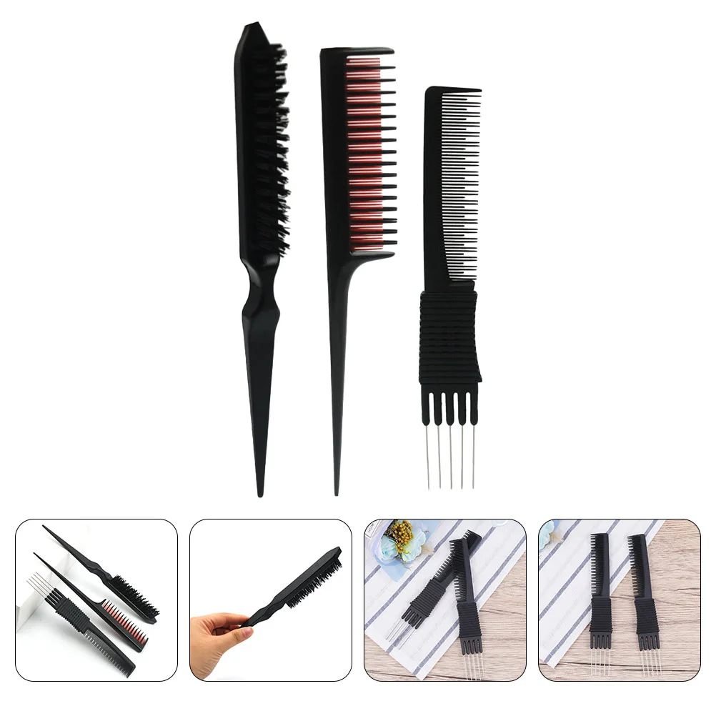

3 Pcs Hair Comb Set Salon Hairdressing Brush Combs Long Tooth Massager Styling Practical