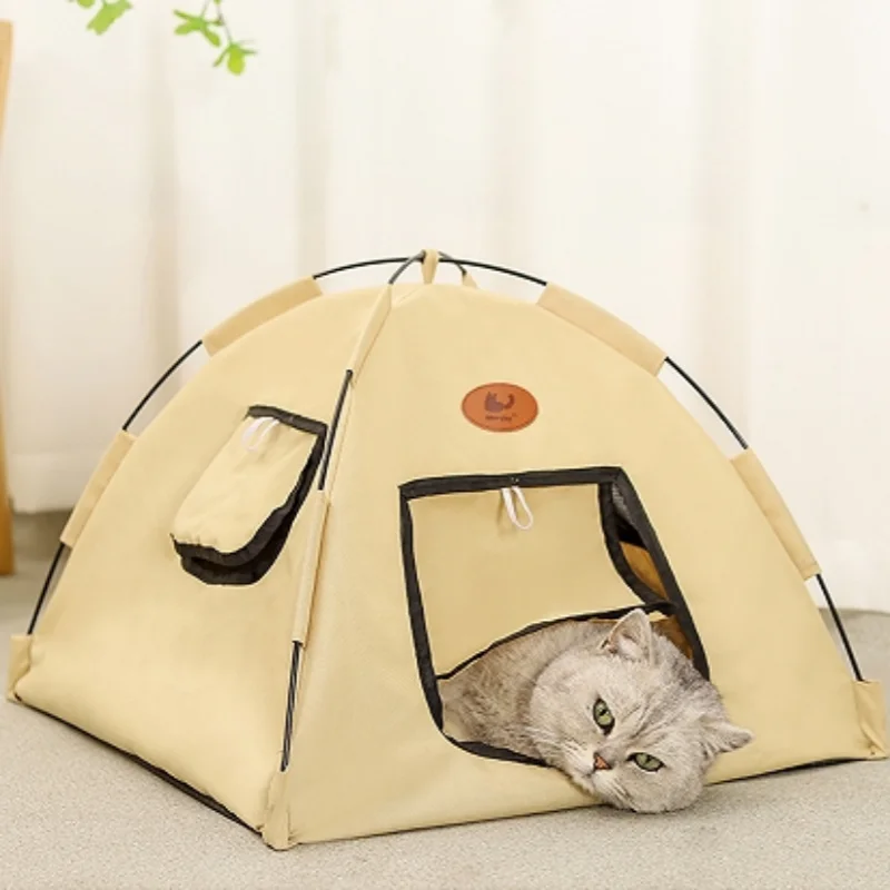 The New Three-color Tent Nest With Its Own Door Curtain Four Seasons General Ventilation Without Flavor Closed Warm Pet Nest 3