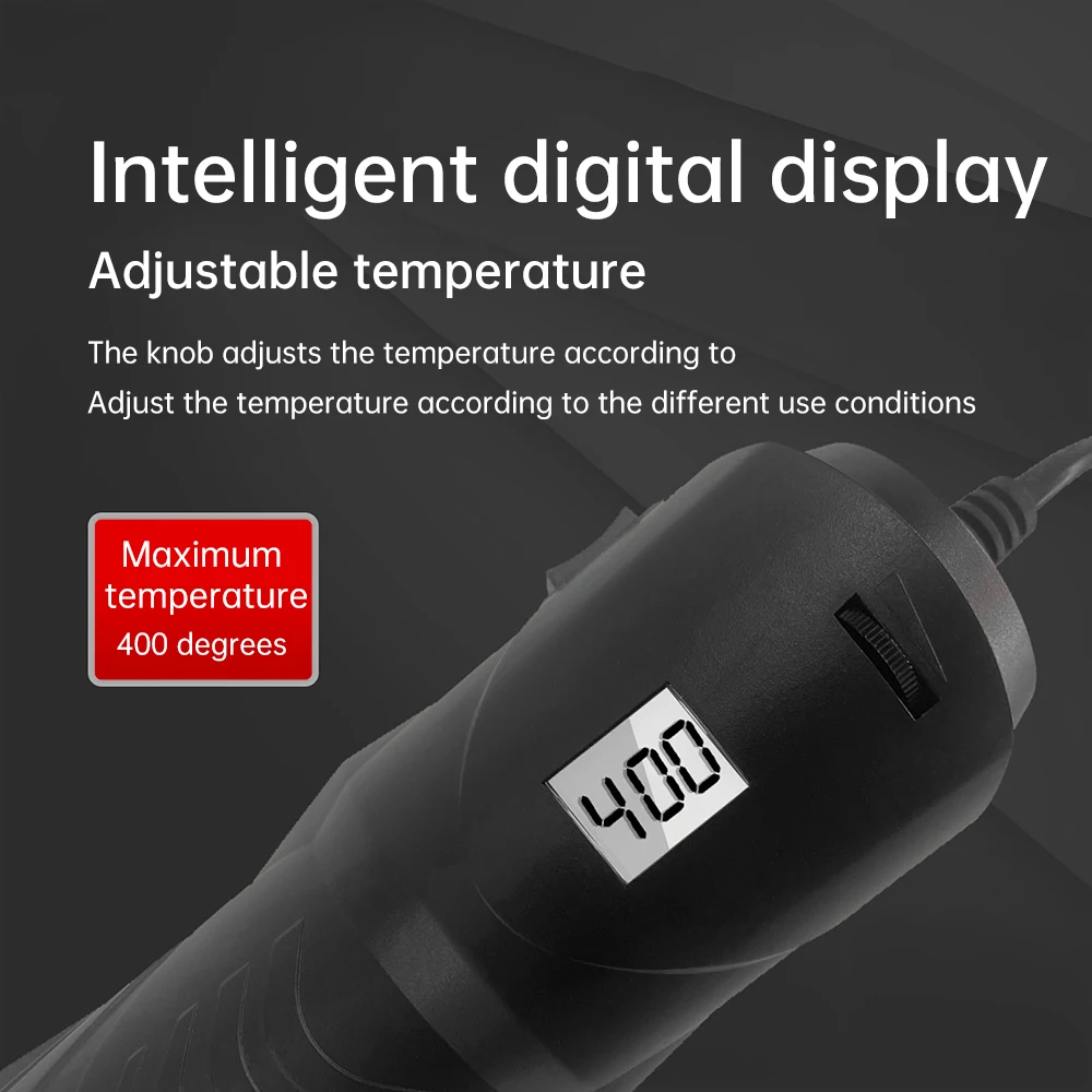 AC 220V Hot Air Gun Adjustable Temperature with Digital Display High Precision Quick Heat Hot Air Plastic Welder EU/US Plug