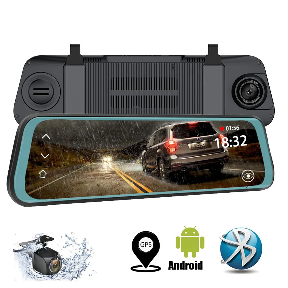 

HGDO 10" 4G Android Mirror Dash Cam FHD 1080P ADAS Video Recorder Dual Camera Auto Registrar with GPS NAVI SIM FM WIFI DVR BOX