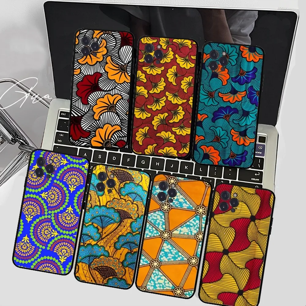 

African Style Fabric Print Phone Case Silicone Soft For iphone 15 14 13 12 11 Pro Mini XS MAX 8 7 6 Plus X 2020 XR Shell