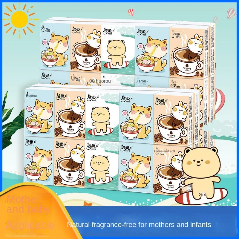Cartoon Handkerchief Paper Small Package of Cute Three-layer Portable Napkins Can Be Wet Water Facial Tissues Napkins Decoupage