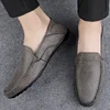Fashion Men Casual Leather Shoes Luxury Italian Soft Men Loafers Handmade Moccasins Men Breathable Slip on Boat Shoes Plus Size 3