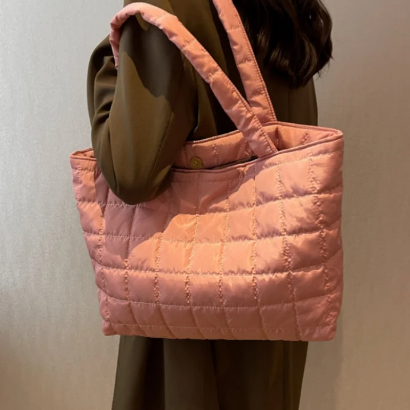 1 Pc Minimalist Quilted Puffy Tote Bag, Large Capacity Crossbody Bag, Trendy Padded Shoulder Bag For Women For Daily Commute