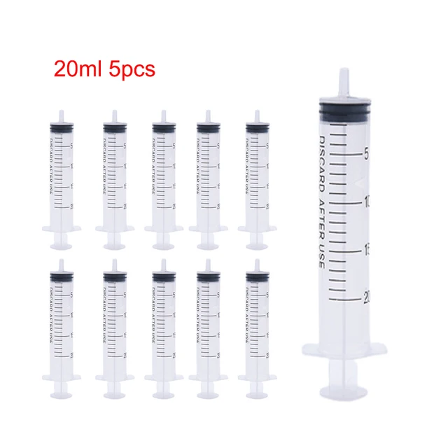 1/5/10pcs Plastic Luer Lock Syringes Hydroponic Measure Perfume Rinse Disposable Sampler Injector For Feed Small Cat Dog Tree Normal 20ml 5pcs