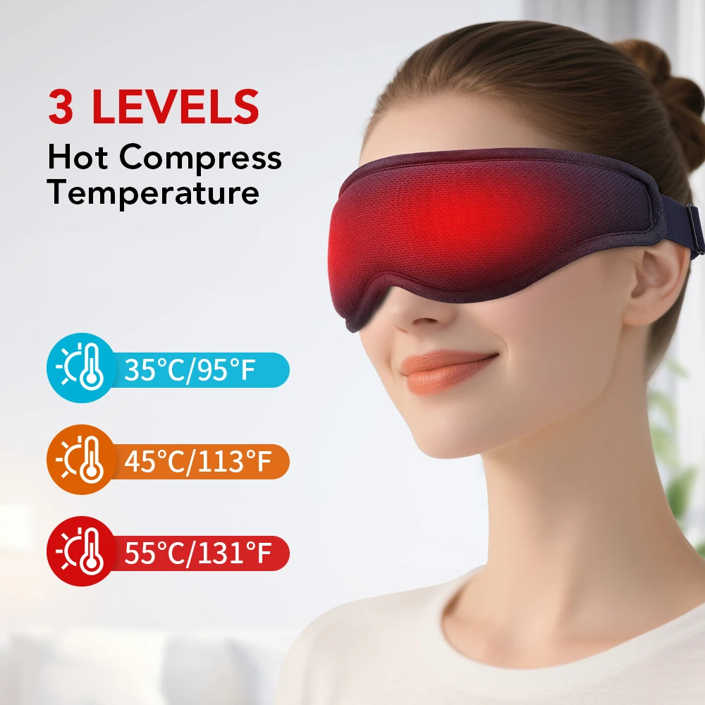 Electric Steam Eye Mask 3D Massage Constant Temperature Hot Compress Sleeping Mask with Eye Shades Vibration for Relaxation