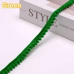 Mini Pom Pom Fringe Ribbon Lace Trim for DIY Home Decor and Crafts - 35 Vibrant Colors (Green)