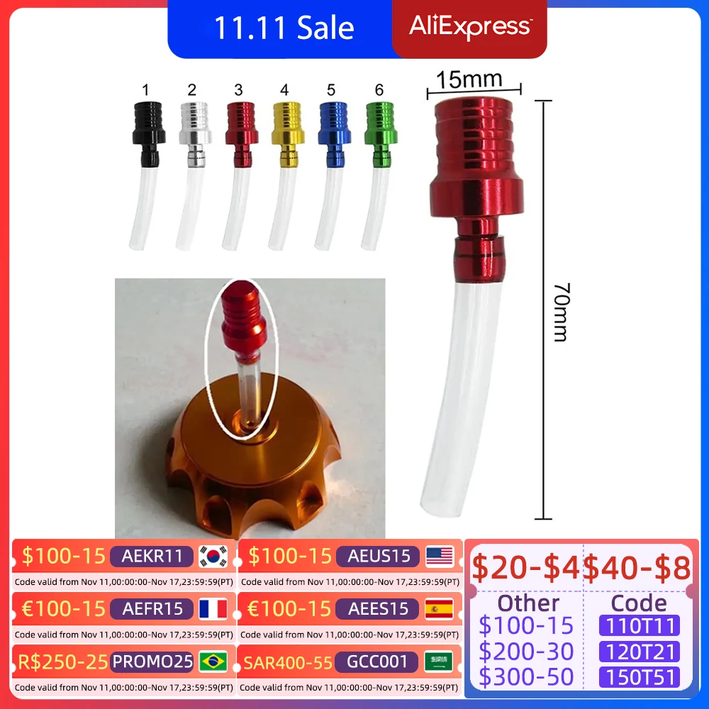 1PC Motorcycle Gas Fuel Cap 2 Way Valves Vent Breather Hoses Tubes for Motocross ATV Quad Dirt Pit Bike Fuel Tank Breather Pipe fuel tank cap oil fuel cap