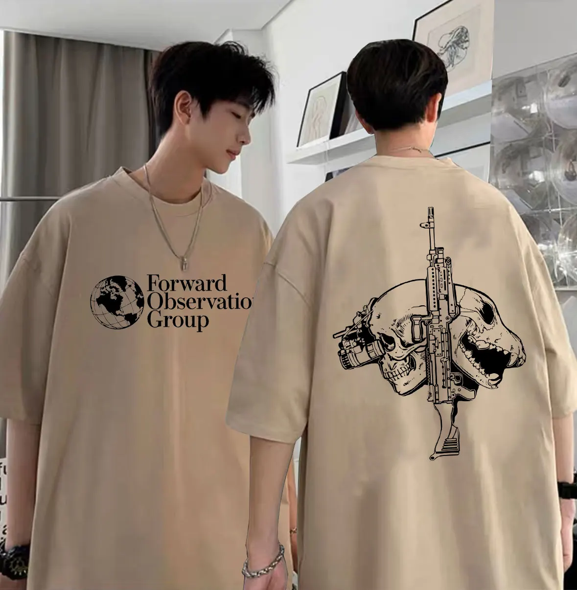 

Fog Forward Observations Group T Shirts Male Horror Terrible Skull Graphic T-shirt Men Rock Retro Streetwear Men's Gothic Tshirt