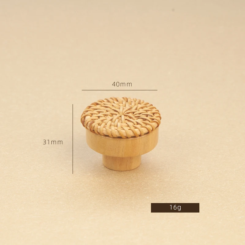 Handmade Wooden Rattan Round Furniture Knobs for Dressers and Cabinets
