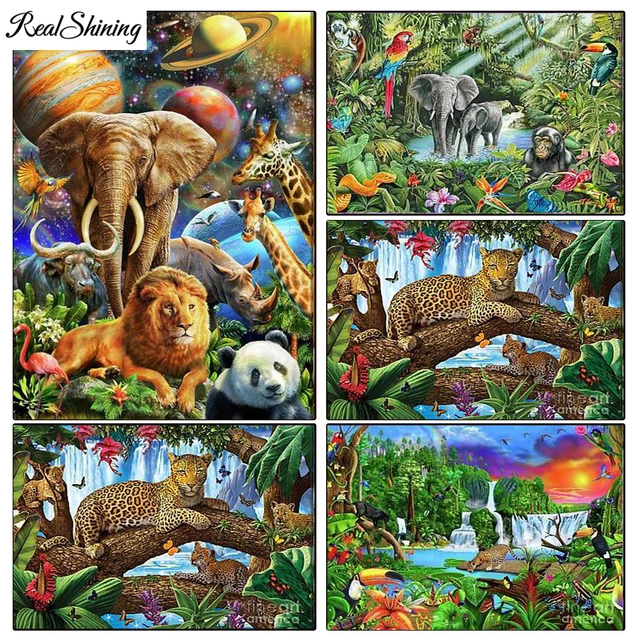 5D Diamond Painting Animals in the Jungle Collage Kit