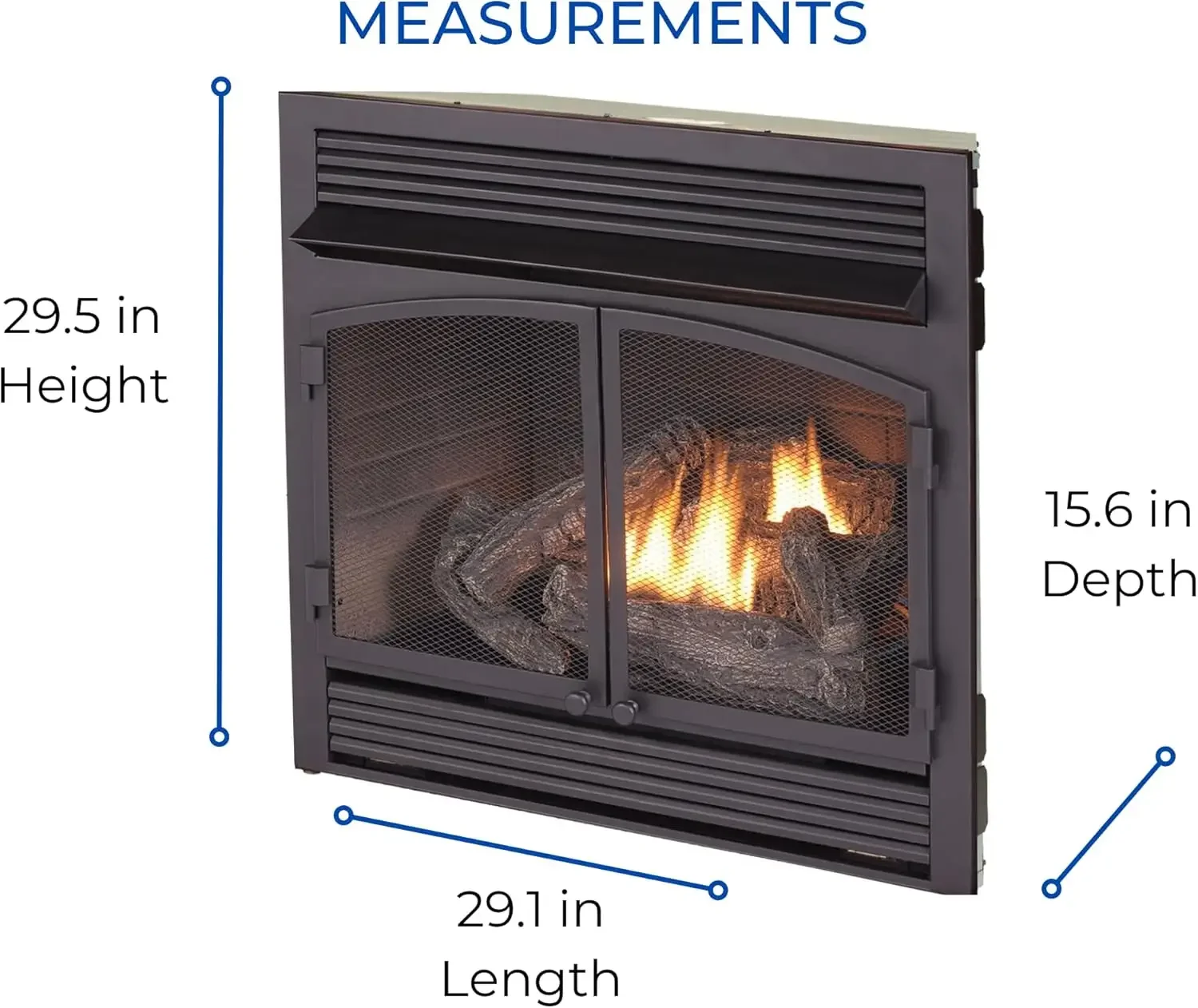 Dual Fuel Ventless Gas Fireplace Insert, Remote Control,Use with Natural Gas or Liquid Propane, 32000 BTU,Black 6
