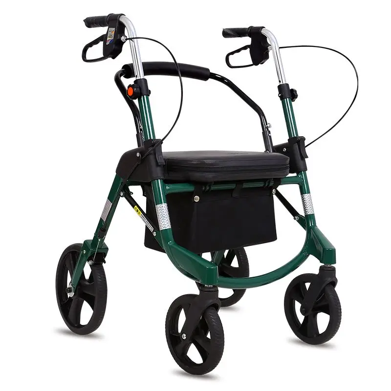 Deambulatore Rollator In Alluminio A 4 Ruote Con Carrello Della Spesa Pieghevole Con Freno Per Anziani Disabili Ausili Per La Mobilità