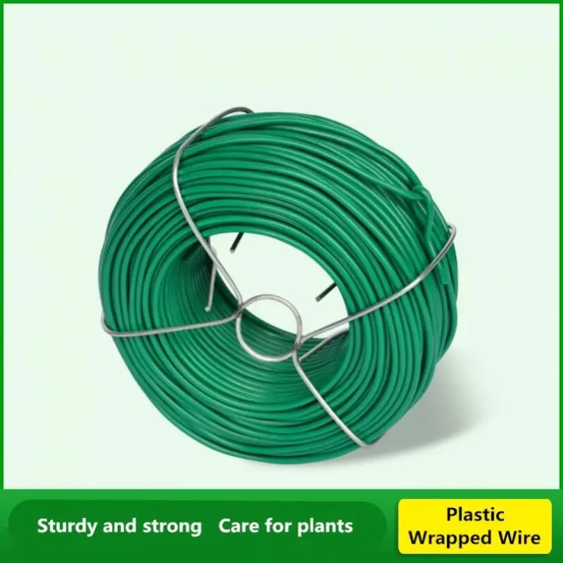 Plant Ties Plastic Coating Steel Wire Core Wrapping 25M/50M Round Tying Wire for Gardening Twig Trapping