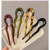 U-Shaped Hair Fork Fashion Tortoiseshell Acetate Acrylic Hairpin Geometric Design Headwear Hair Sticks Women Girls - Image 5