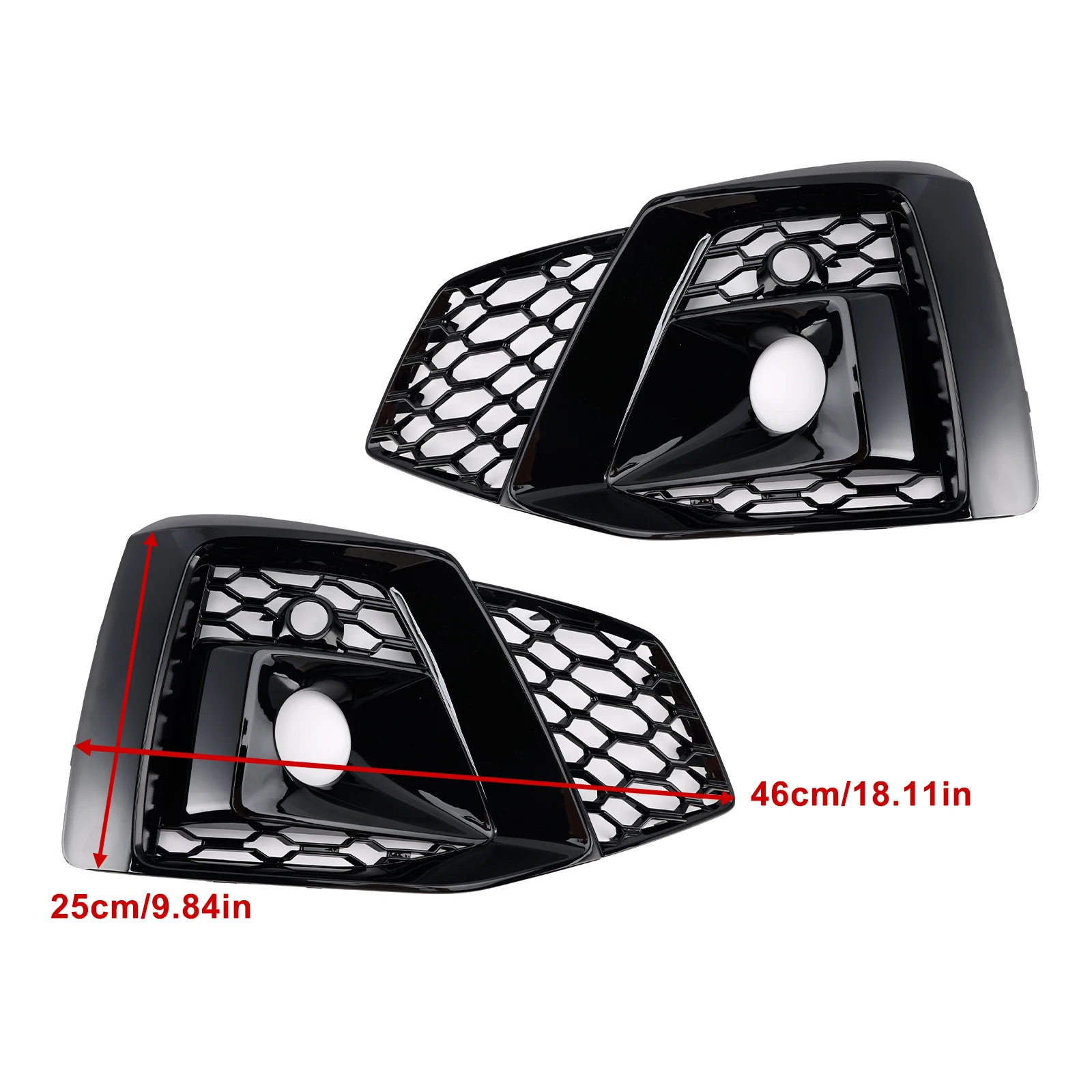 Areyourshop 2PCS 프론트 범퍼 안개등 커버 그릴 8W6807682T3Q7 아우디 S5 2020 2021 2022 2023년식 호환