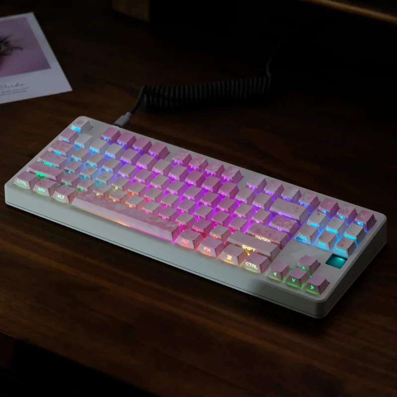 Echome-cherry Blossom Tema Keycap Rosa Criativo Pbt Tintura-sublimação Cap Teclado Perfil Teclado Mecânico - Imagem 5