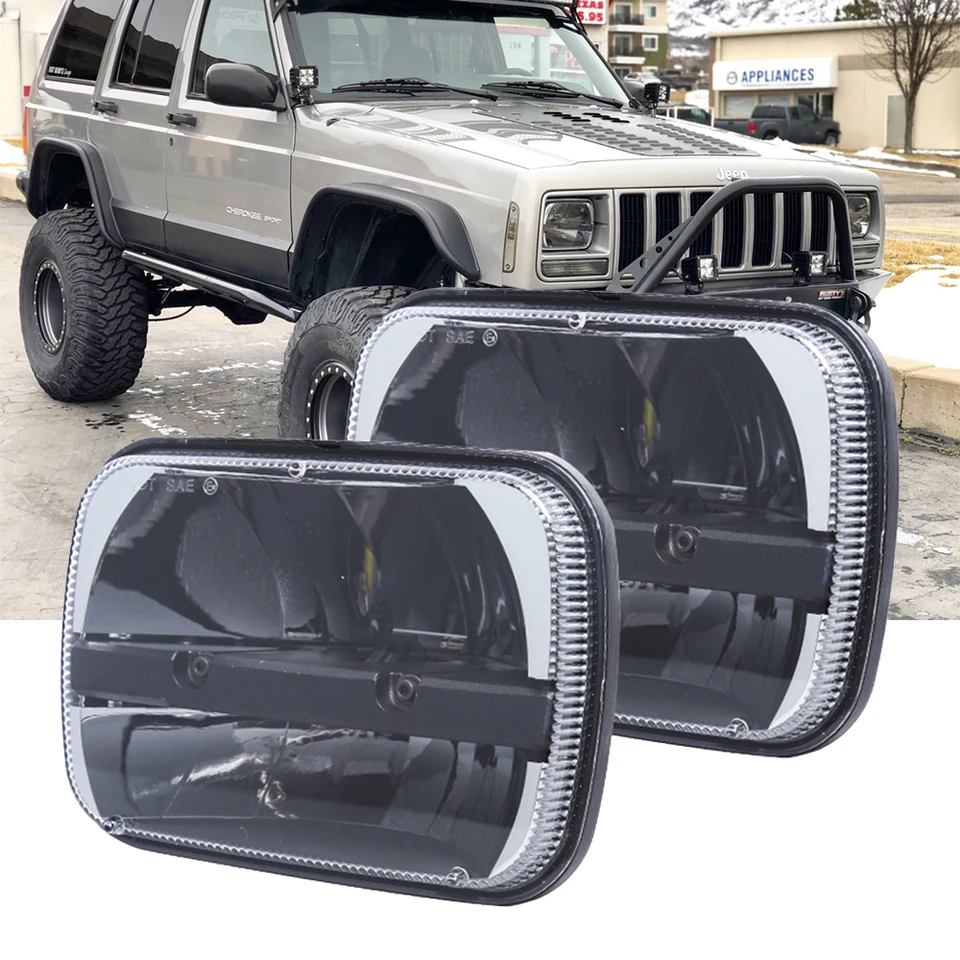 7x6 5x7 LED Koplampen H6054 Met Groot Dimlicht & Amber Richtingaanwijzer - Voor Jeep Wrangler YJ & Cherokee XJ (2 Stuks)