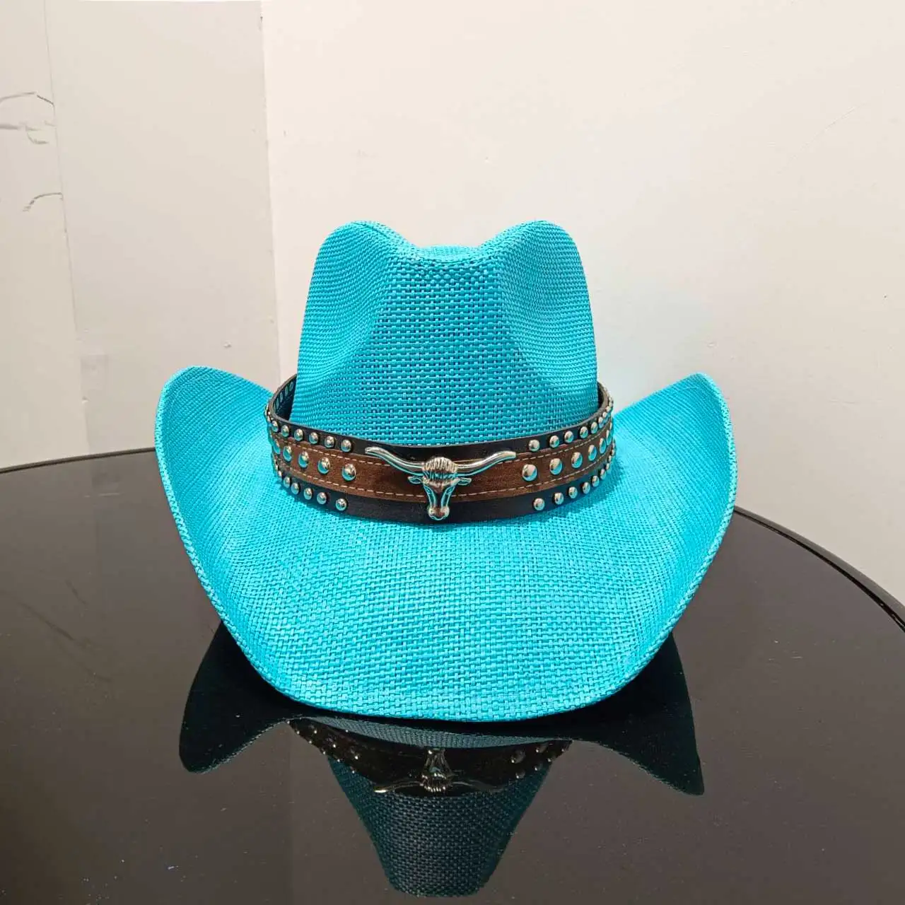 Western-Cowboy-Strohhut mit großer Krempe, harter Strohhut, Cowboy-Outdoor-Sommer-Sonnenschutz-Jazzhut, Sombrero Vaquero Homme – Detail 13