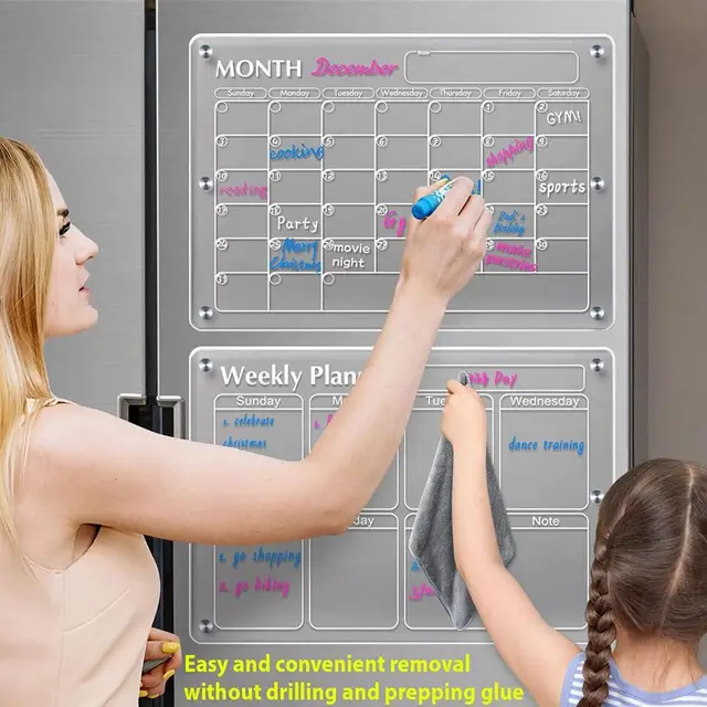 Calendrier Magnétique Acrylique Frigo Transparent, Tableau Semainier  Effaçable Aimanté Frigo Magnétique Transparent, Planning[S12]