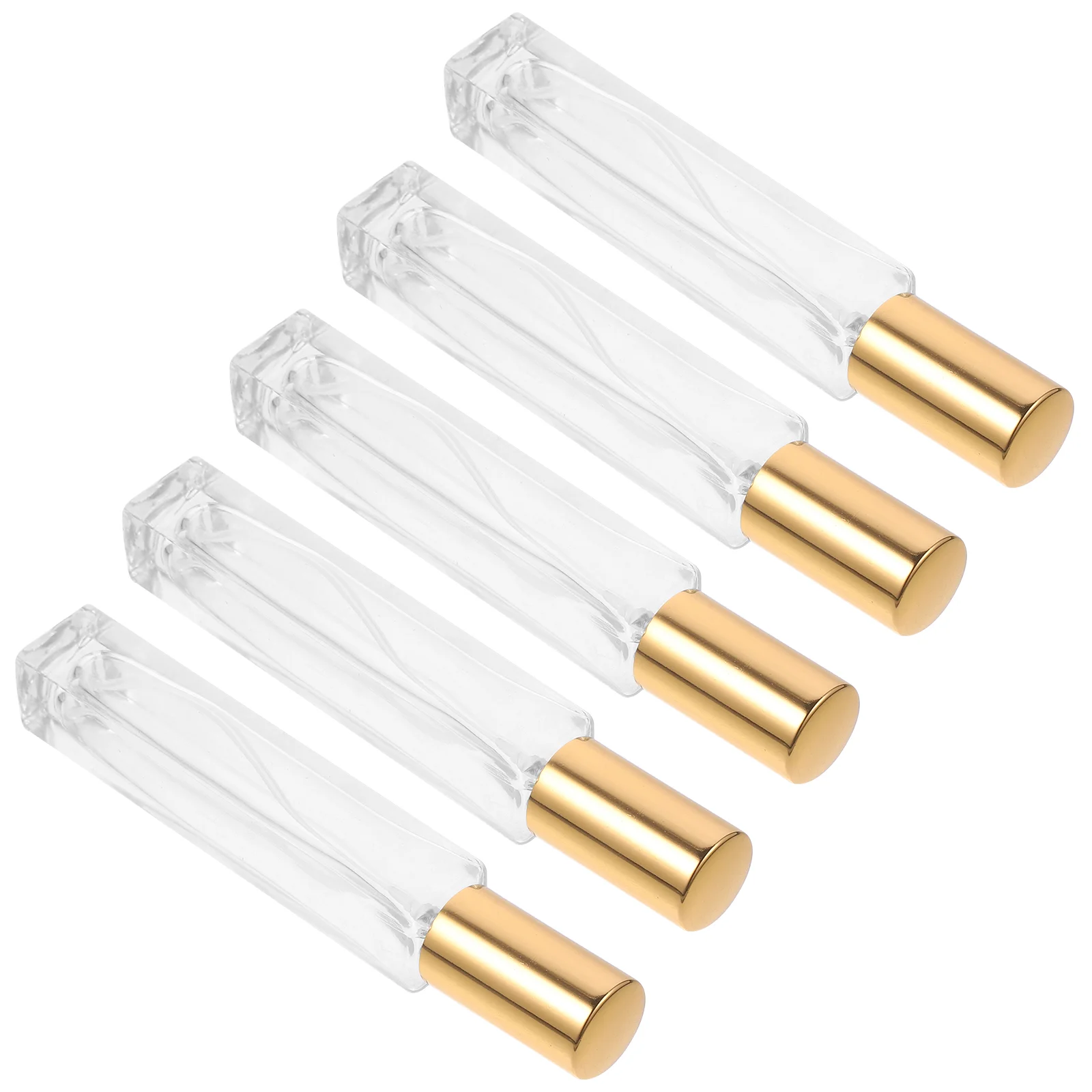 

5Pcs 10ML Bottles Empty Glass Makeup Dispenser Mist Containers Supplies for Essential Oil Lotion Cleaning Products ( Golden Lid