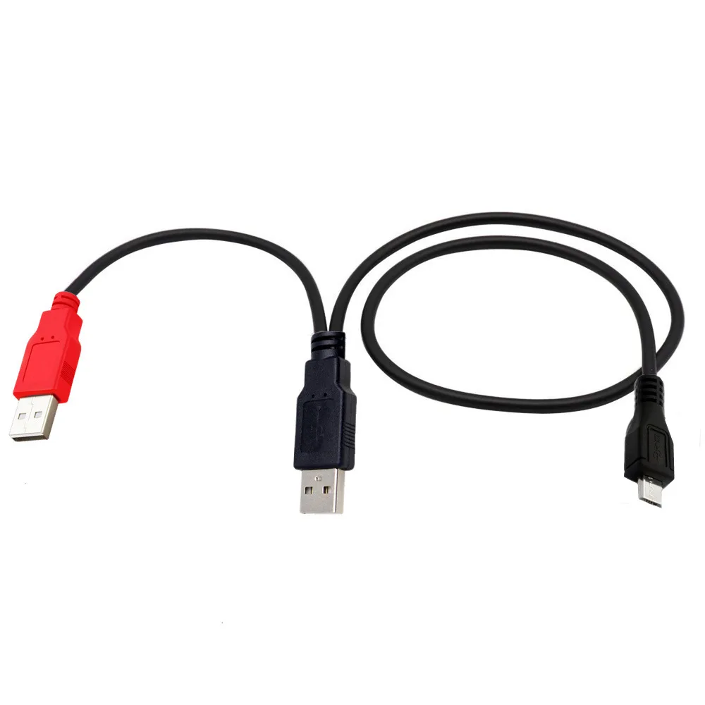 Кабель USB 2,0 Micro -B (M) к двойному USB 2,0 A (M) Y (черный)-двойной USB обеспечивает дополнительное усиление мощности! 80/20 см