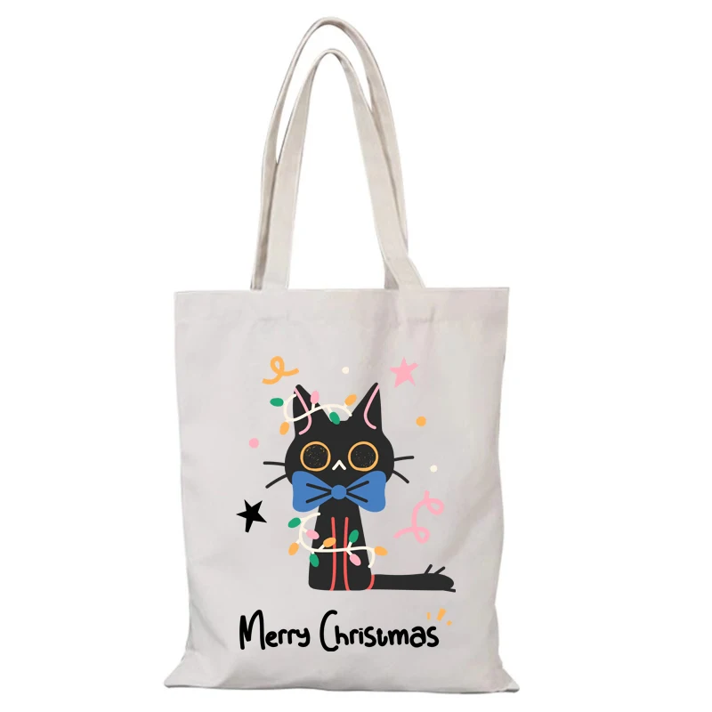 Mode Damen Handtasche Weihnachtsgeschenke Damen Umhängetasche Cartoon Canvas Einkaufstasche Neue Handtaschen Stofftaschen Eco Shopper Strand – Detail 8