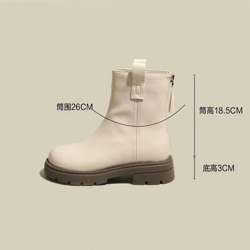 Autumn Winter Chelsea Boots Women Platform Brown Black Beige White Ankle Boots for Women Fur Short Chunky Punk Gothic Shoes