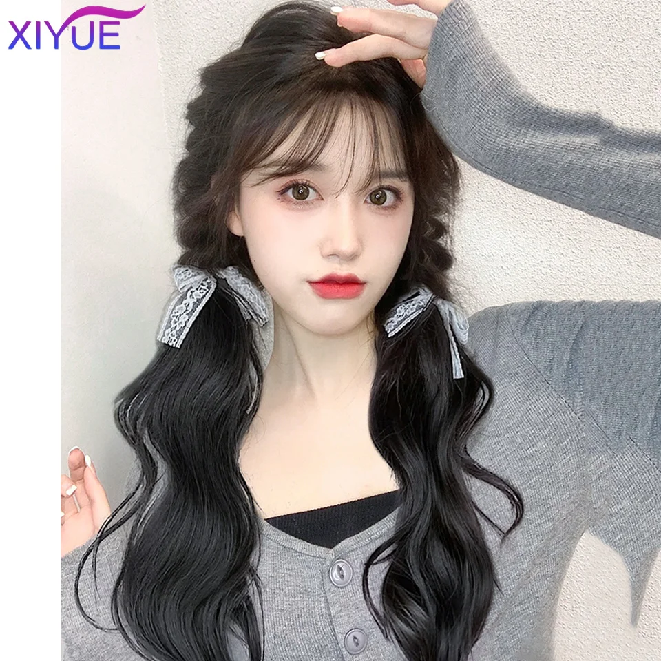 XIYUE Bowknot Bubble Horse Tail Clip In Ponytail Hair Extension Heat Resistant Synthetic Natural Double Horse Tail