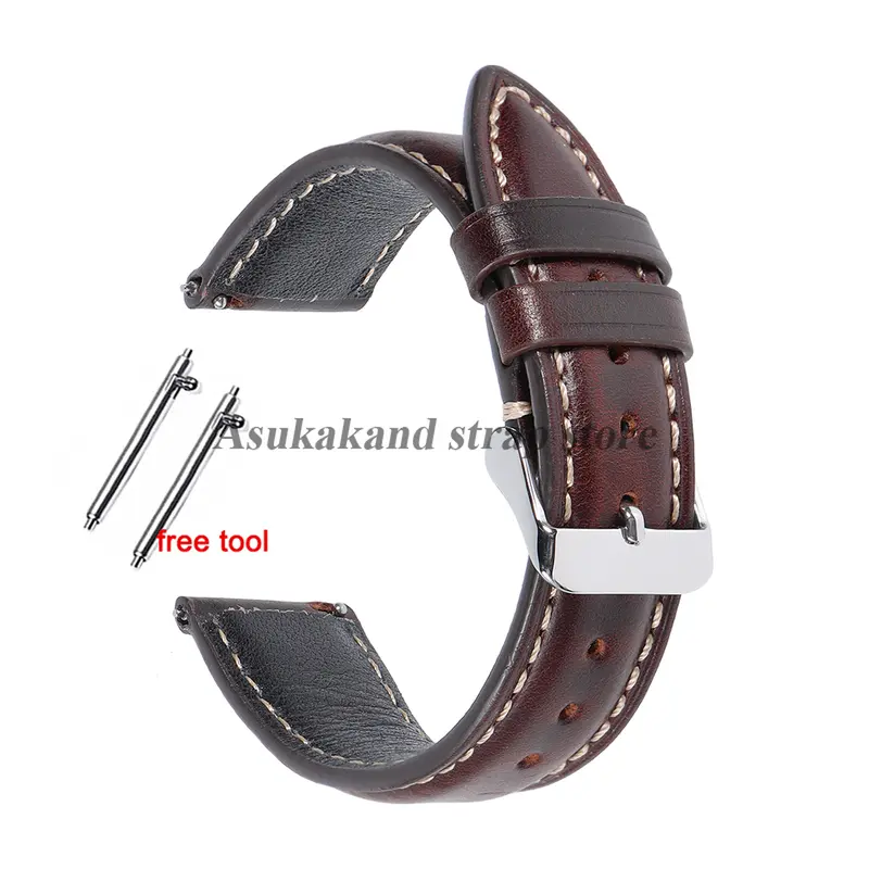 18mm 19mm 20mm 21mm 22mm Universal Vintage Oil Wax Leather Watch Straps Brown Head Layer Watch Band Men Accessories Pin Buckle - Image 12