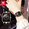 OLEVS 9961 Original Quartz Watch for Women Silicone Strap Watches Black Square Digital Dial Waterproof Ladies Wristwatch Gifts 1