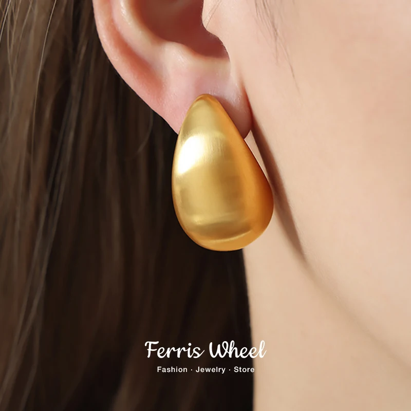 Wassertropfen-Ohrringe für Damen, luxuriös, Edelstahl, vergoldet, Zirkon-Ohrringe, Zubehör, wasserdichter Schmuck