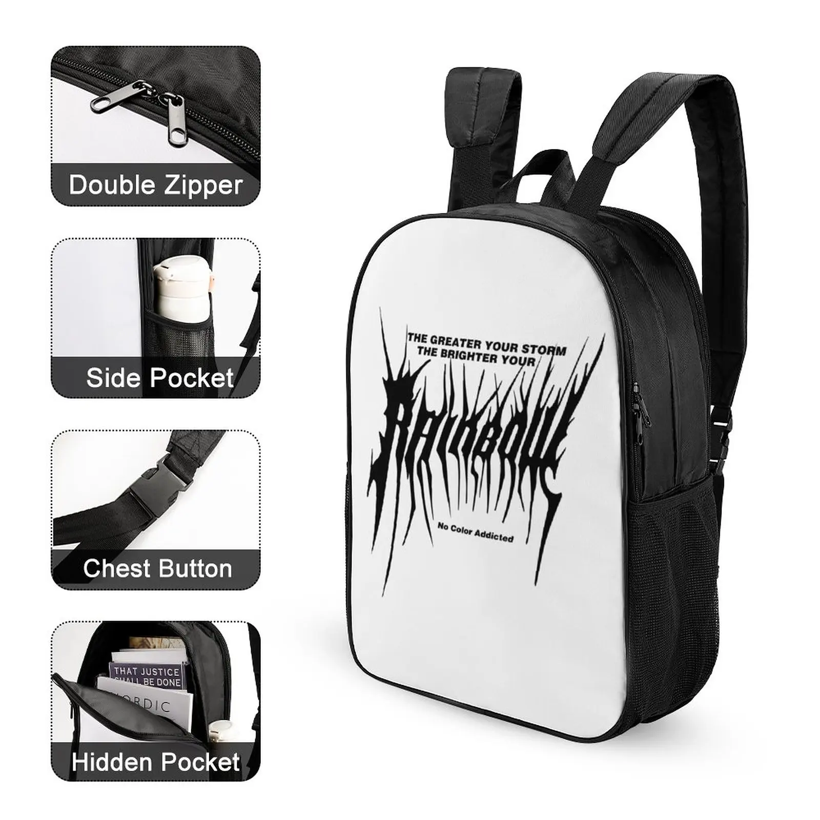 Skull Bagpack Punk Style 2023 School Backpack Large Capacity Travel Bag Pocket with Zipper Multifunctional Satchel