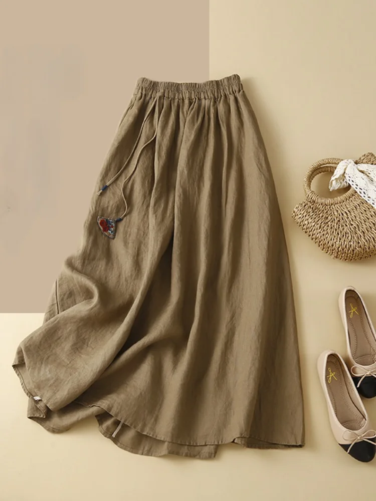 

Skirt for Women Long Skirts Summer New In Korean Fashion Thin Midi Oversize Female Dresses Retro Casual Clothing A-Line 2023
