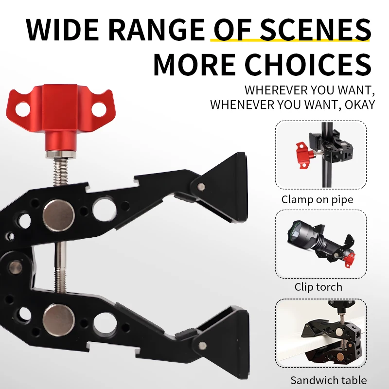 Magic Arm Clamp with 1/4in 3/8in Hole Double Ball Adapter Shoe Mount Super Clip Holder for DSLR Camera Monitor LED Light Mic Camera Magic Arm