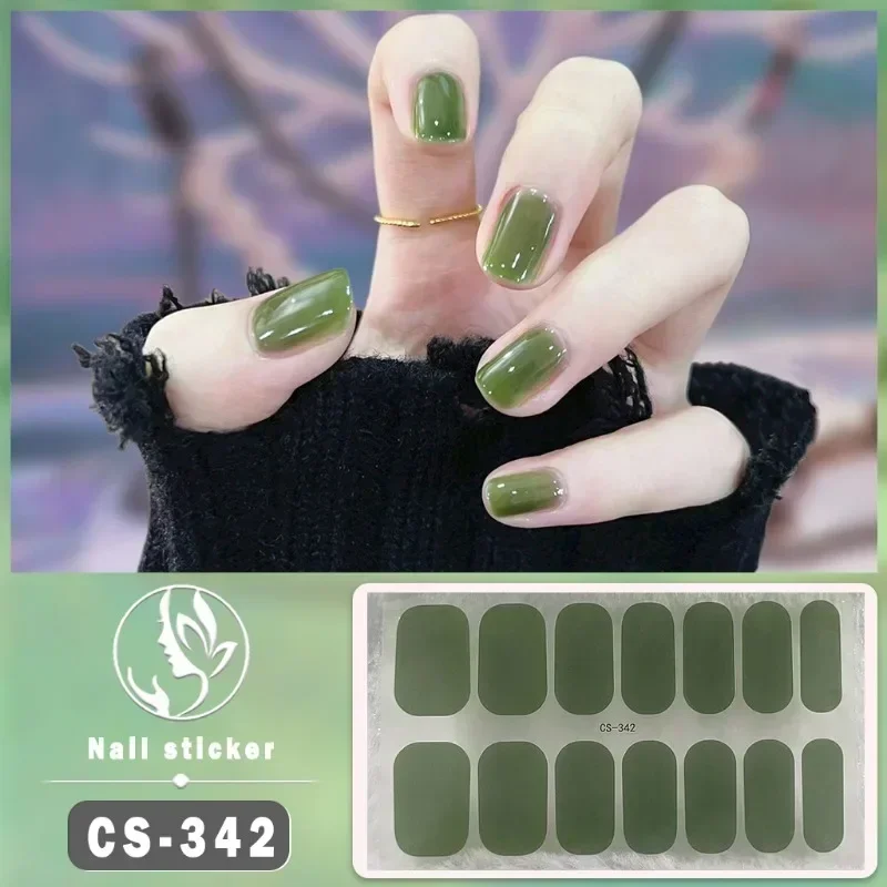 Nail Stickers Bake Free Gel Waterproof Durable 3D Solid Color Jump Color Gradient