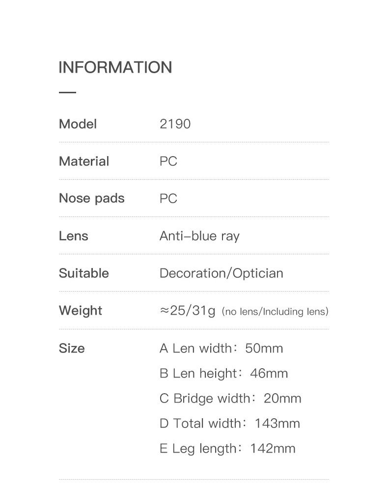 VICKY Classic Simple Fashionable Design Customizable Prescription Reading Glasses Anti-Blue Light Computer Glasses PFD2190