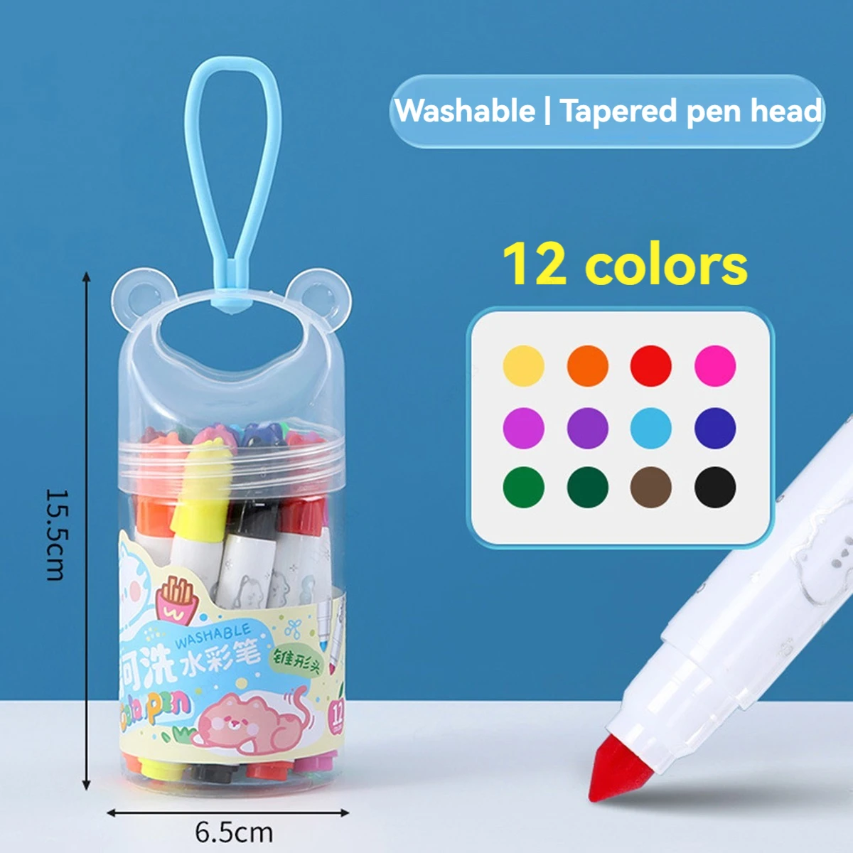 Abwaschbare Marker für Kinder, 12-24 Farben Abwaschbares Marker-Set, Malmarker-Set für Jungen und Mädchen, Schulbedarf – Detail 6
