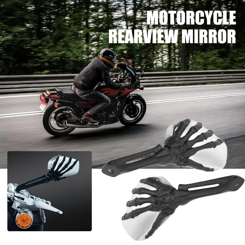 

2pcs/set Universal Skull Hand Motorcycle Rearview Mirrors with 8mm/10mm Bolts