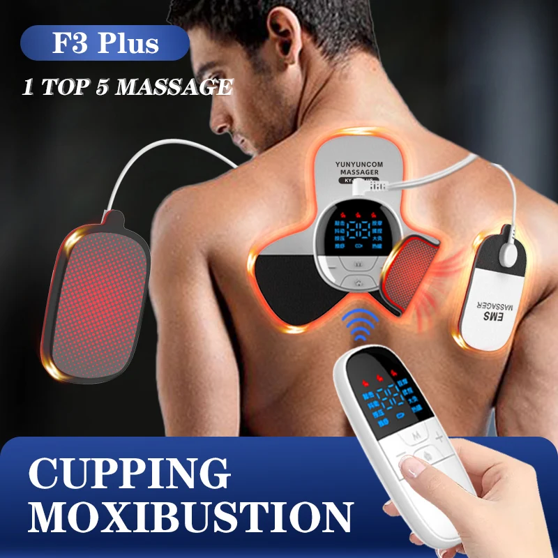 

EMS Neck Massager Heating Cervical Pulse Massager for Back Waist Patch Muscle Stimulator Pain Relief Hot Compress Moxibustion