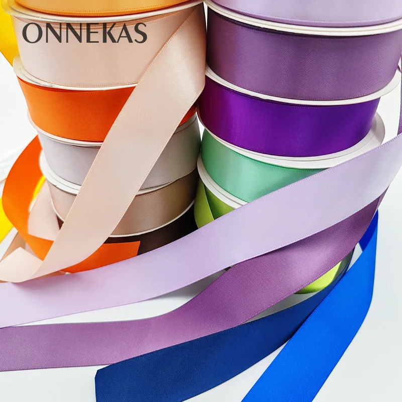 22.5Meters 6/9/16/25/38mm Double Sided SATIN RIBBON Polyester Double Face Silky for Eternal Rose