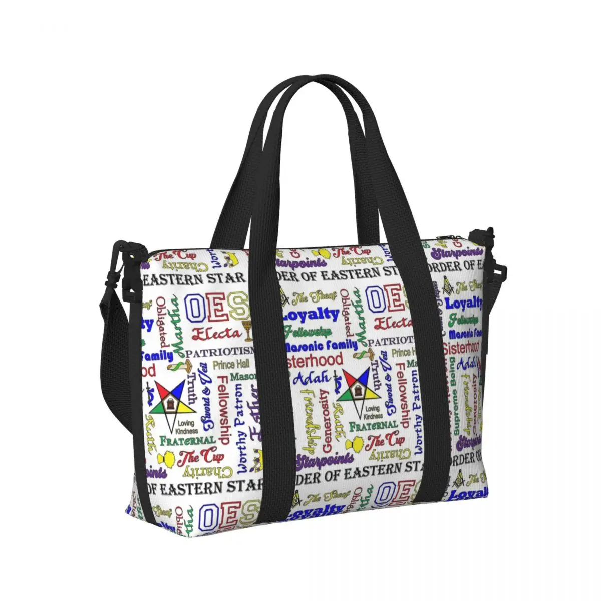 Order Of The Eastern Star Beach Tote Bag for Women Extra Large Gym Carry On Freemasonry Travel Shopping Bags