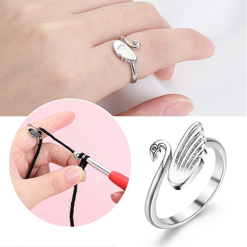 Simple Opening Adjustable Finger Knitting Crochet Guide Finger Ring Ladies  Affection Ring Crochet Clip For Mom - AliExpress